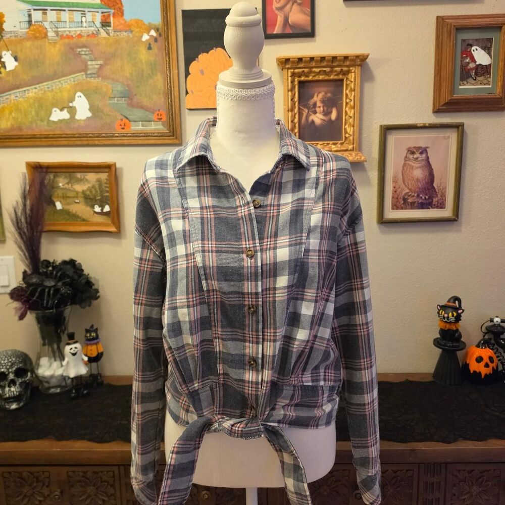 C&C California Tie Front Plaid Shirt